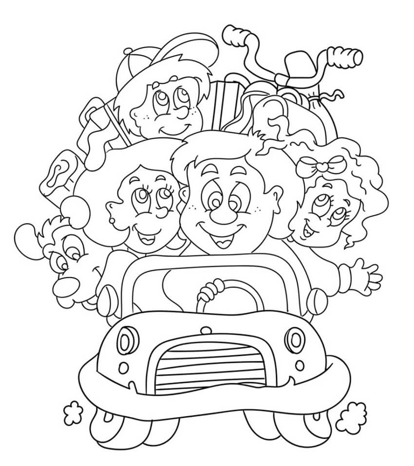 Coloring book - the whole family is going on vacation
